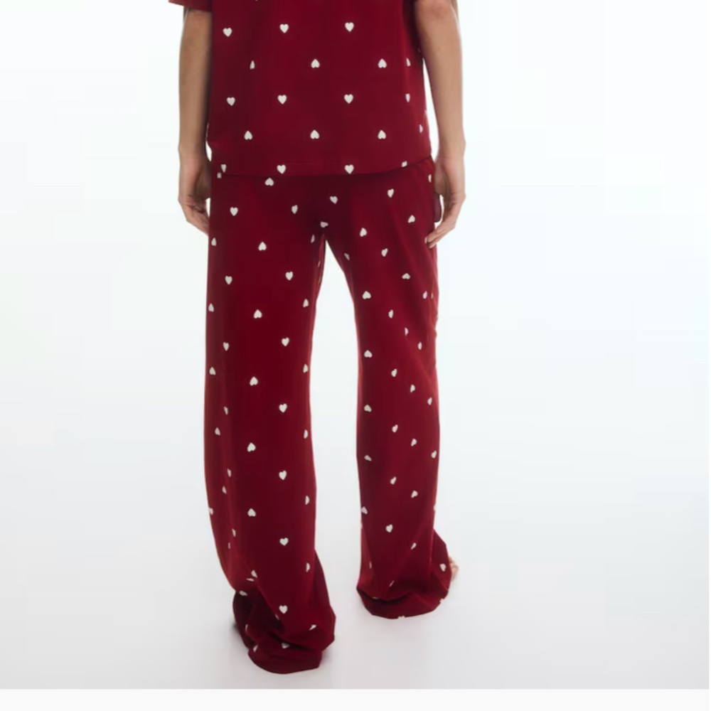 H&M Mama Before/After Cotton Pajamas, Maternity Women's Size Small, Red Hearts - Picture 4 of 8